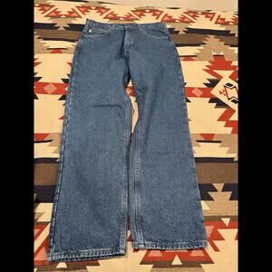 NWT 34x32 Carhartt B172-DST Men's Flannel Lined Relaxed Fit Blue Jeans  NOS